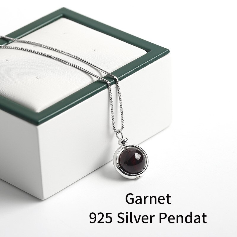 JD Neue Einfache Runde 925 Sterling Silber Farbe Lila Amethysten Natürliche Stein Anhänger für Halsketten Schmuck: Garnet