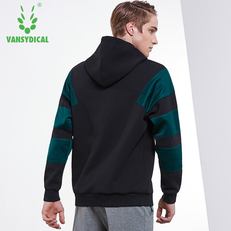 Vansydical Sport Hoodies Herfst Winter Mannen Fitness Running Tops Spliced Kleuren Lange Mouwen Uitloper Workout Truien