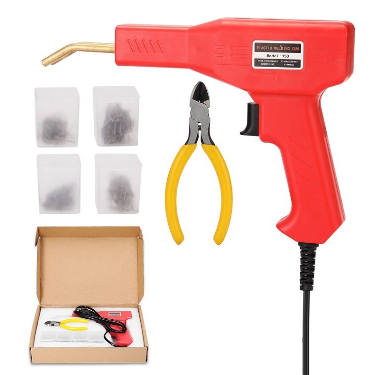 50W Plastic Welders Welding Equipment Car Bumper Repair Stapler Garage Tools Staplers Machine PVC Plastic Repairing Tool: EU plug / Red2 with foam