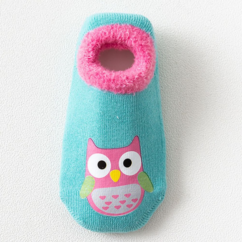Autumn Winter Baby Socks Casual Children\'s Cute Cartoon Owl Non-Slip Cotton Floor Socks Kids Slippers: MV0128L / M