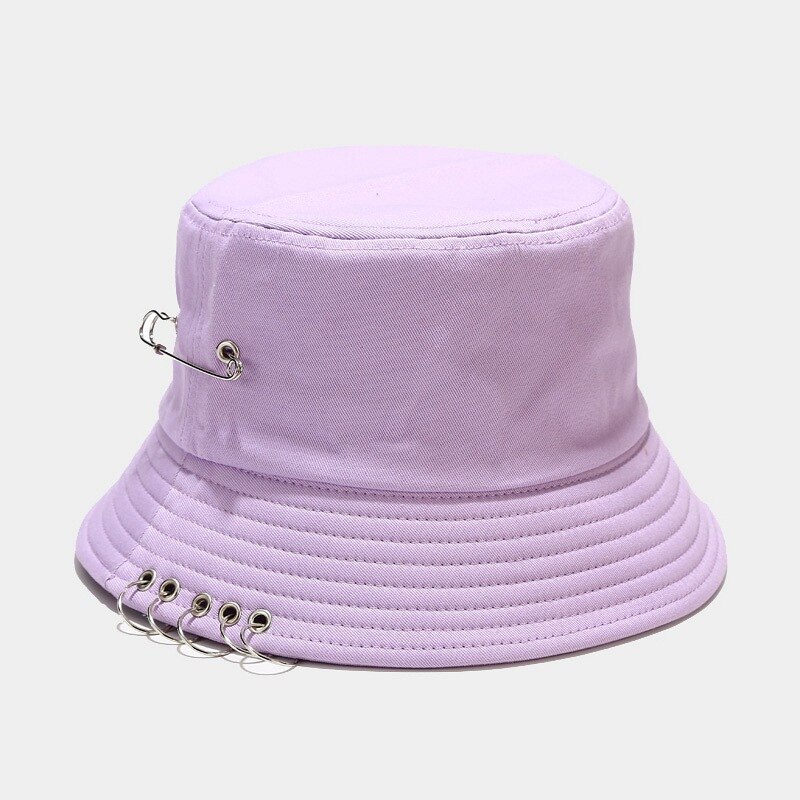 Sombrero de pescador de cinco anillos para hombre y mujer, gorra de pescador de Hip Hop, sombrero de sol de playa, Bob, Rap, Sombrero de Panamá informal para adultos: Light Purple