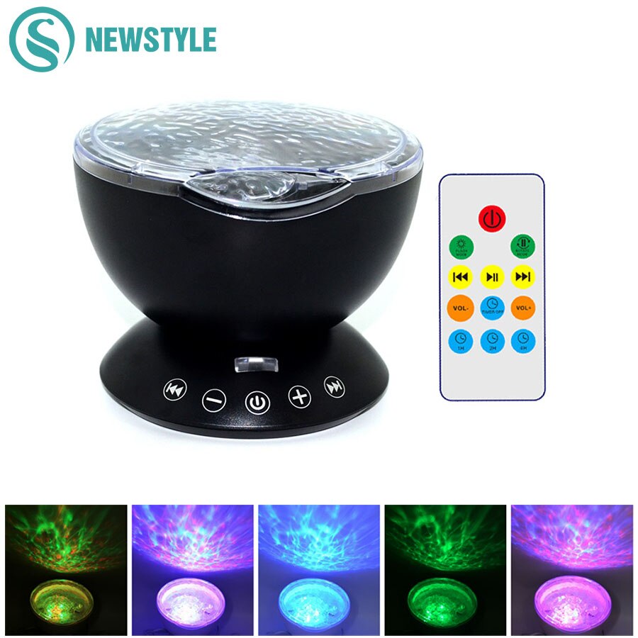 7 kleuren LED Nachtlampje Sterrenhemel Afstandsbediening Ocean Wave Projector met Mini Muziek baby lamp night lamp voor kids
