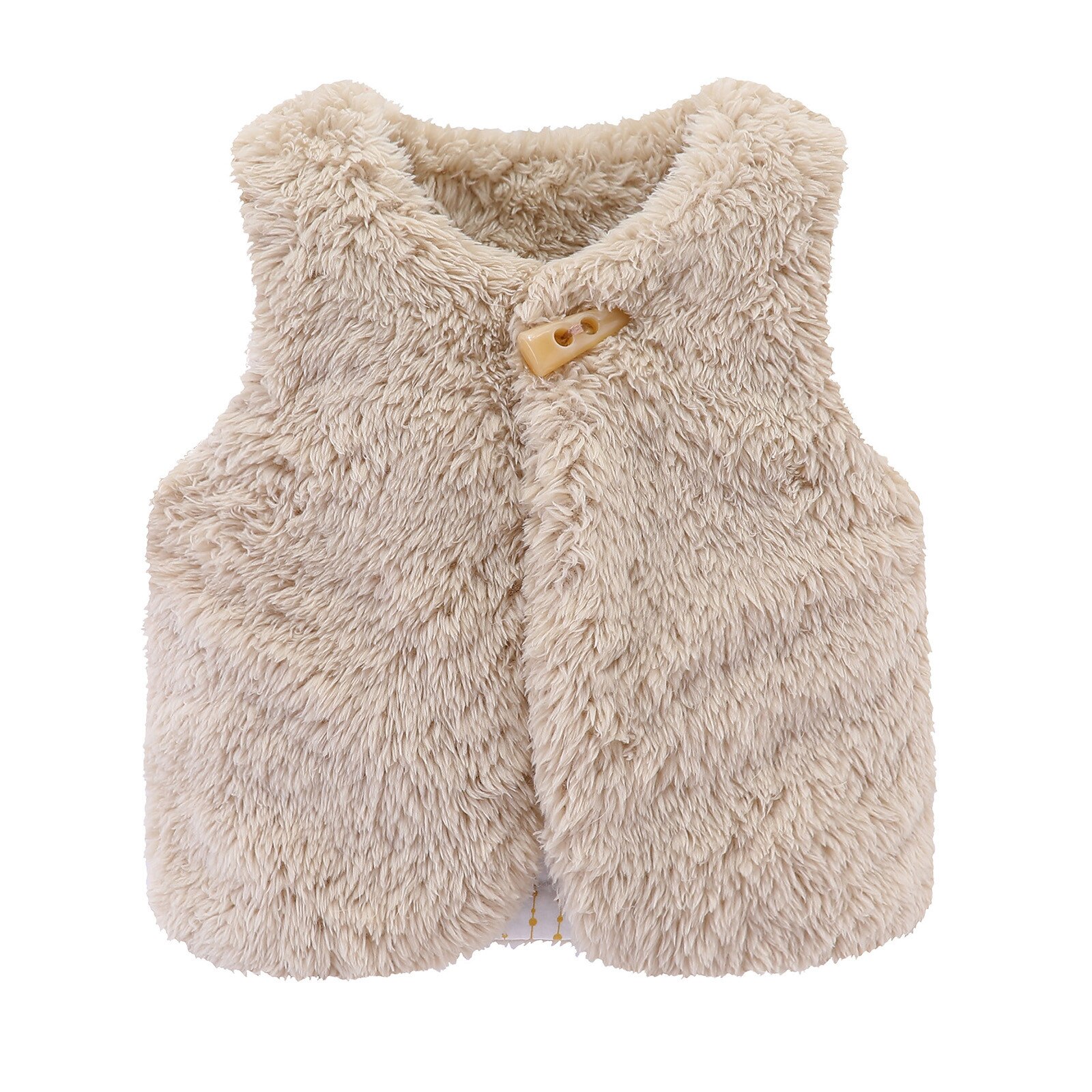 #46 Baby Toddler Boys Girls Solid Fluffys Sherpa Vest Waistcoat Clothes Outfits Infant Kids Winter warm Clothes: Khaki / 9M