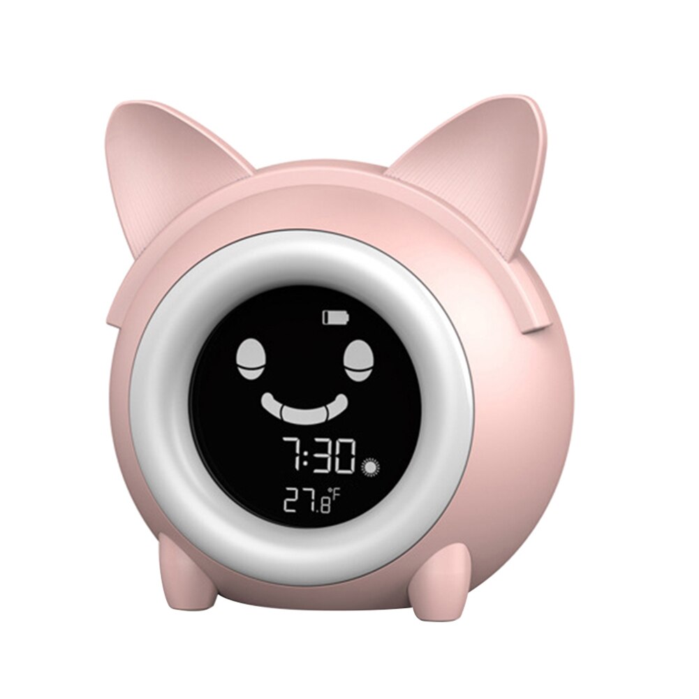 Kids Kinderen Slapen Training Temperatuur Led Licht Lcd Display Wekker Kamer Decoratie Perfect Voor Slaapkamer: Roze