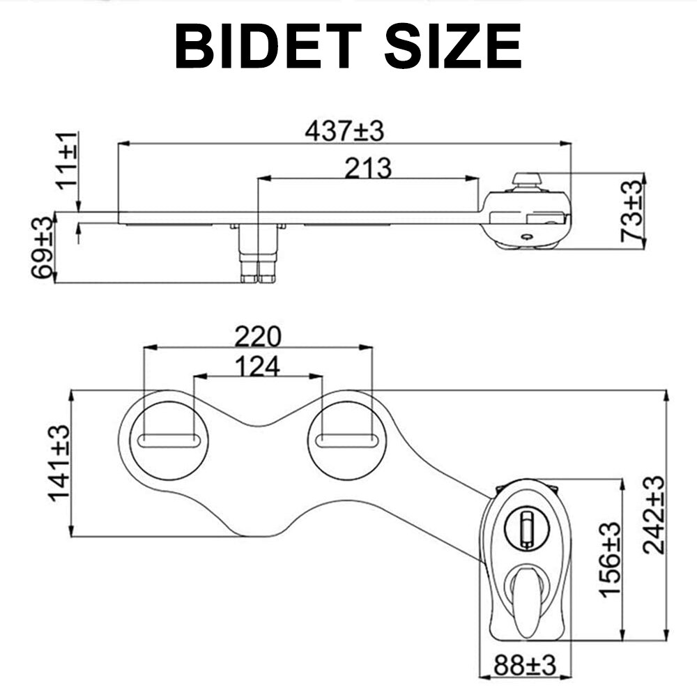 Non-Electric Bidet Toilet Seat anal Double Nozzle Left Handle For Women SS7801