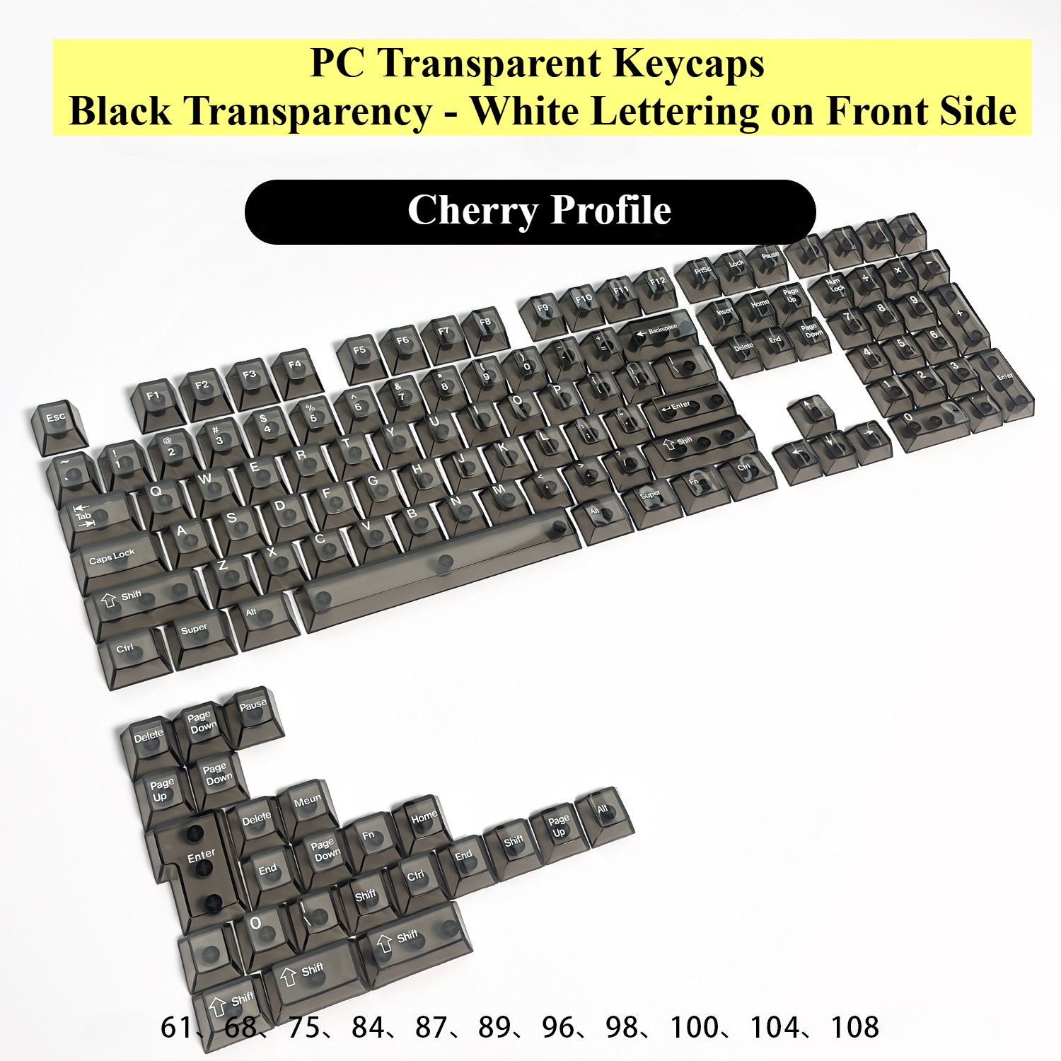 Fully Transparent Ice Cube Keycaps PC Transparent Cherry Profile Keycaps for Gaming Mechanical Keyboard Key Caps Custom Keyboard: DARK GRAY