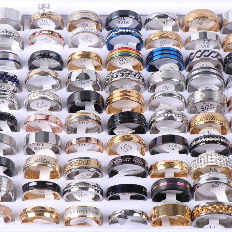 Pack of 50pcs/100pcs Mens Women's Good Stainless Steel Jewelry Rings For Party