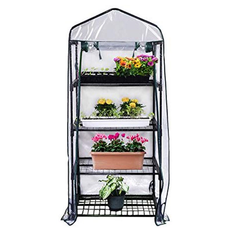 Outdoor 4Tier Mini Gewächshaus Zipper PVC Grün Ha... Vicedeal