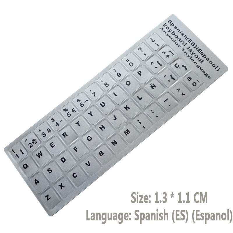 Sr standard spansk språk 7 typer tastatur klistremerker layout knapp bokstaver alfabet for pc bærbar tilbehør datamaskin: Sølv