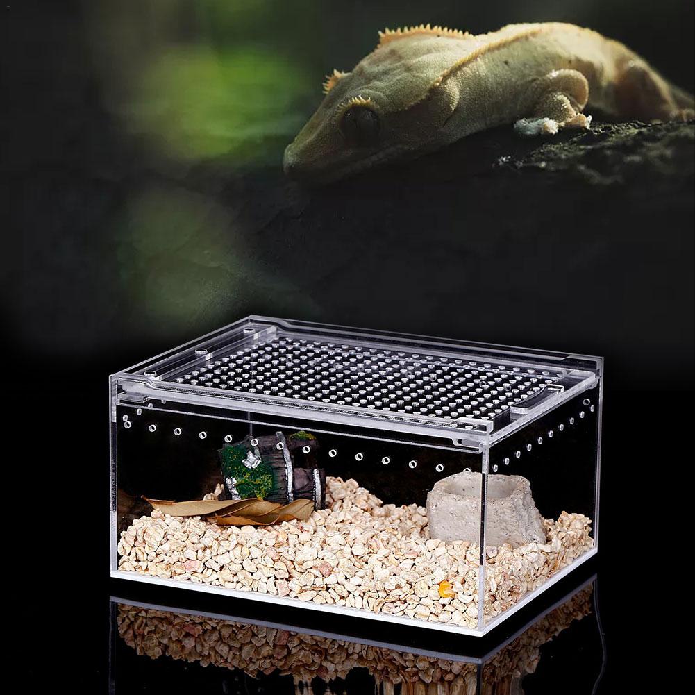 Acrylic Reptile Breeding Box Transparent Spider Lizard Caterpillars Snail Acrylic Assembled Insect Breathable Terrarium