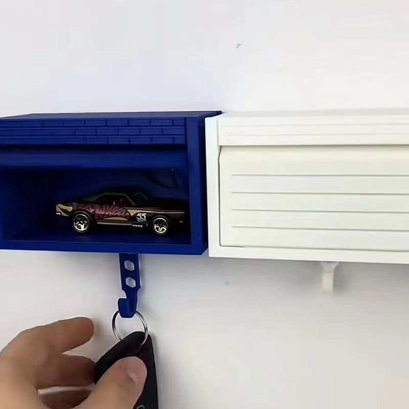 Divertido gancho para llaves de caja de garaje, colgante de la llave, abre la puerta de garaje, decoraciones divertidas para el coche, llavero para llaves de coche, llavero de garaje: Azul
