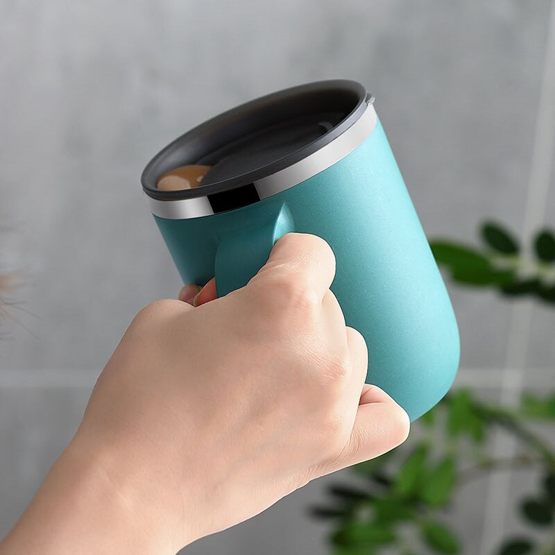 400Ml Koffie Mok 304 Rvs Isoleren Warmte 100% Lekvrij Melk Cup Met Deksel Keuken Drinkware Ontbijt Thee Mok J451