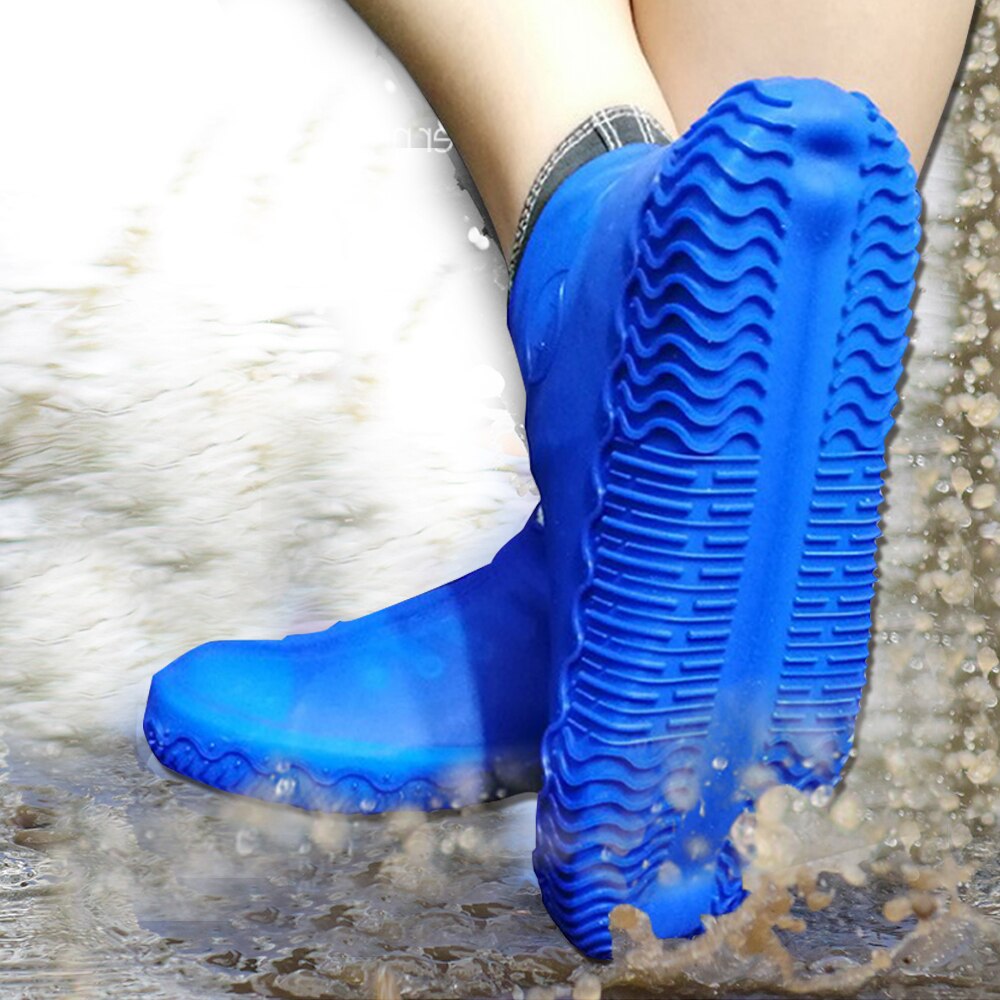Par genanvendelige silikone skoovertræk s / m / l vandtætte skoovertræk udendørs camping skridsikker gummi regn støvle oversko