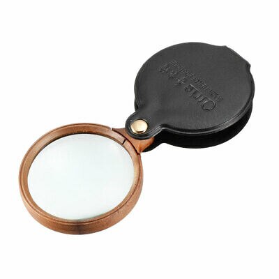 60mm 10X Pocket Folding Magnifier Loupe Magnifying Glass with Leather Case Black