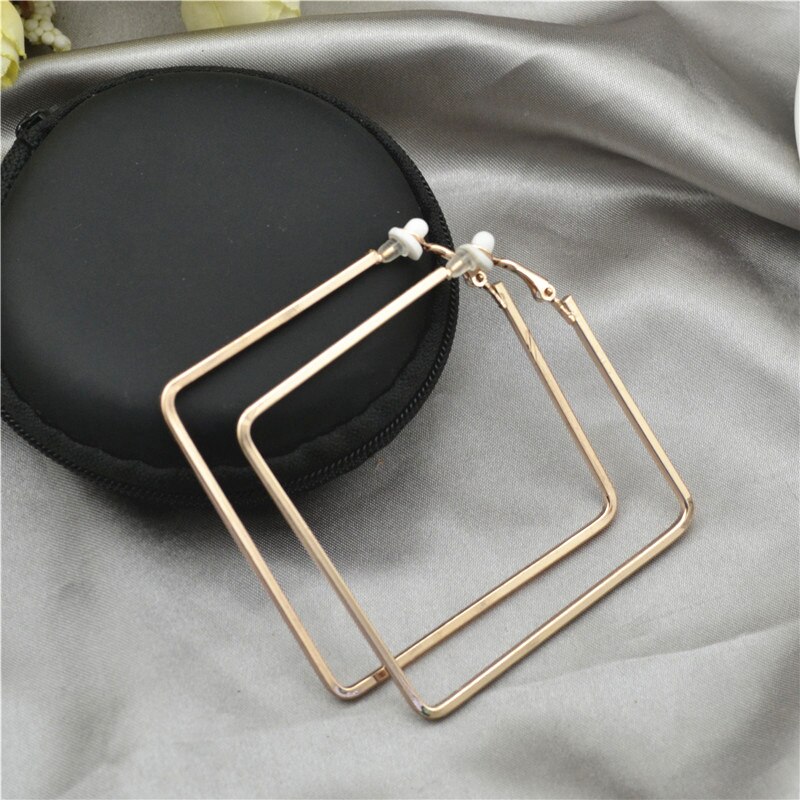Clip On The Ear Without Piercing Earrings for Women Jewelry Fine Accessories Non Pierced Girl Students Ladies Earrings: rose gold clip 5cm