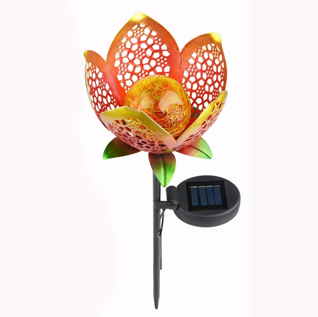 Practical LED Garden Solar Light Pathway Hollow Flower Stake Projector Lamp Decor LED Light Bulb Flower