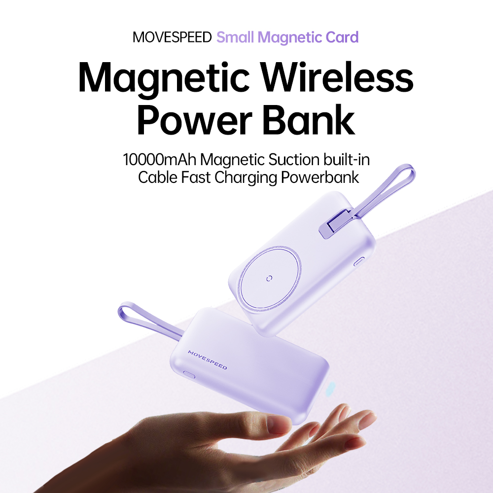 MOVESPEED L10 Magnetische Power Bank 10000 mAh Draagbare Externe Batterij Ingebouwde Type C Kabel voor MagSafe Powerbank voor iPhone 16