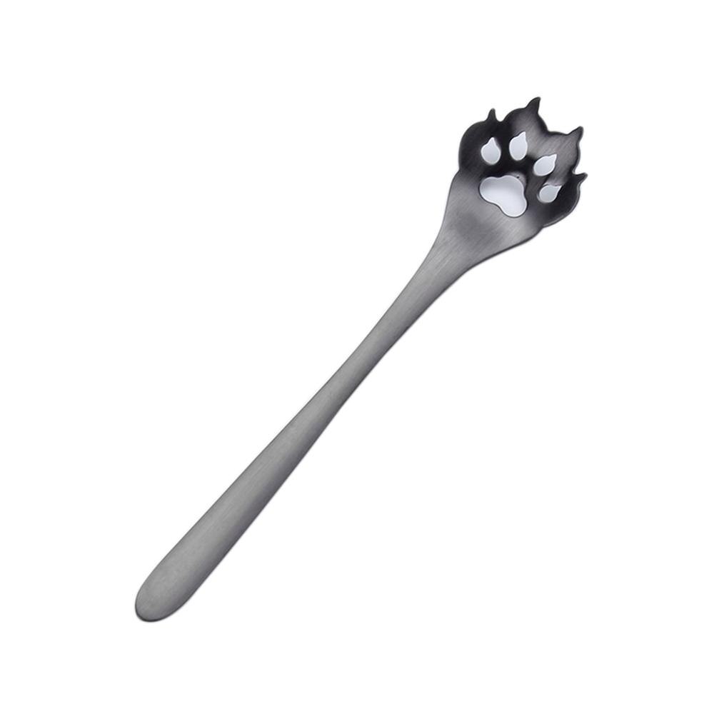 Acier inoxydable mignon chat griffe cuillères petit café thé gâteau Dessert cuillère fantaisie sucre cuillère à café vaisselle accessoires de cuisine: D4