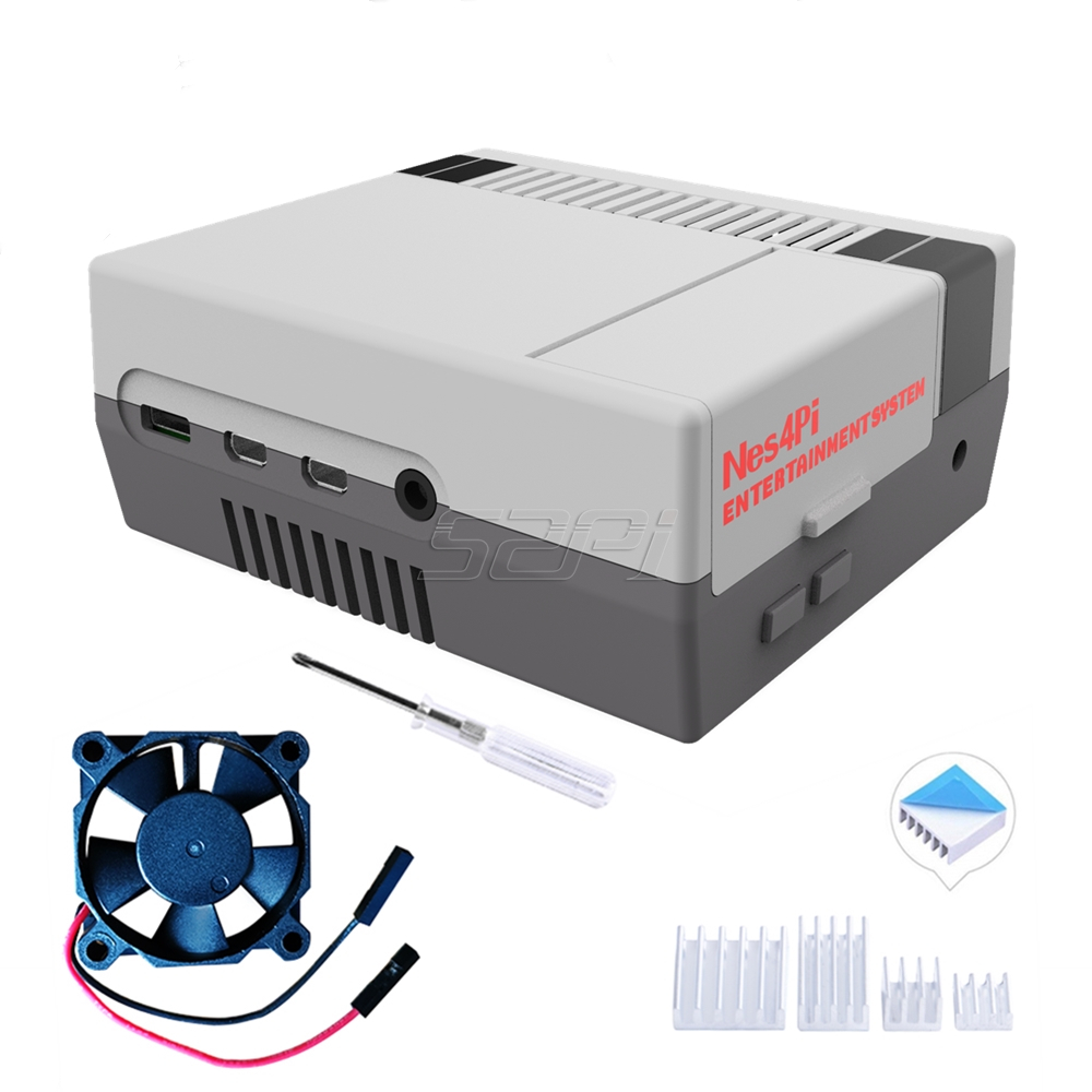 52Pi NES4Pi Nes Stijl Case Kit Abs Functionele Koelventilator Heatsinks Schroevendraaiers Alleen Voor Raspberry Pi 4 B (4 model B): Case