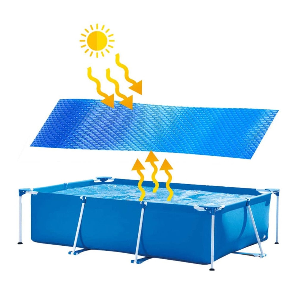 Sol presenning rektangulärt poolskydd skydd värmeisoleringsfilm för inomhus utomhus ram pool 300 x 200/260 x 150cm