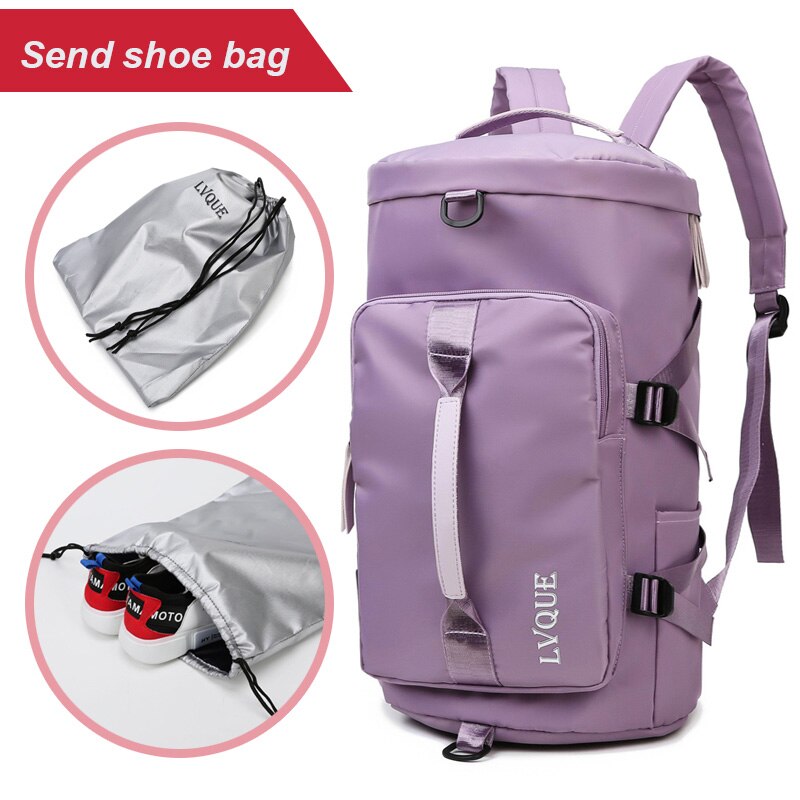 School Backpack Gym Travel Bag for Women Men Camping Outdoor SPorts Shoulder Bag With Shoes Pocket Fitness Training Bag XA221A: Purple