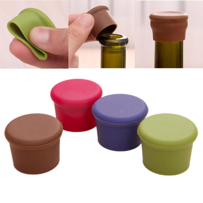 Bar Tools 1/2/4pcs Silicone Wine Stopper Leak Free Wine Bottle Caps Fresh Keeping Sealers Beer Beverage Reusable Wine Beer Cover