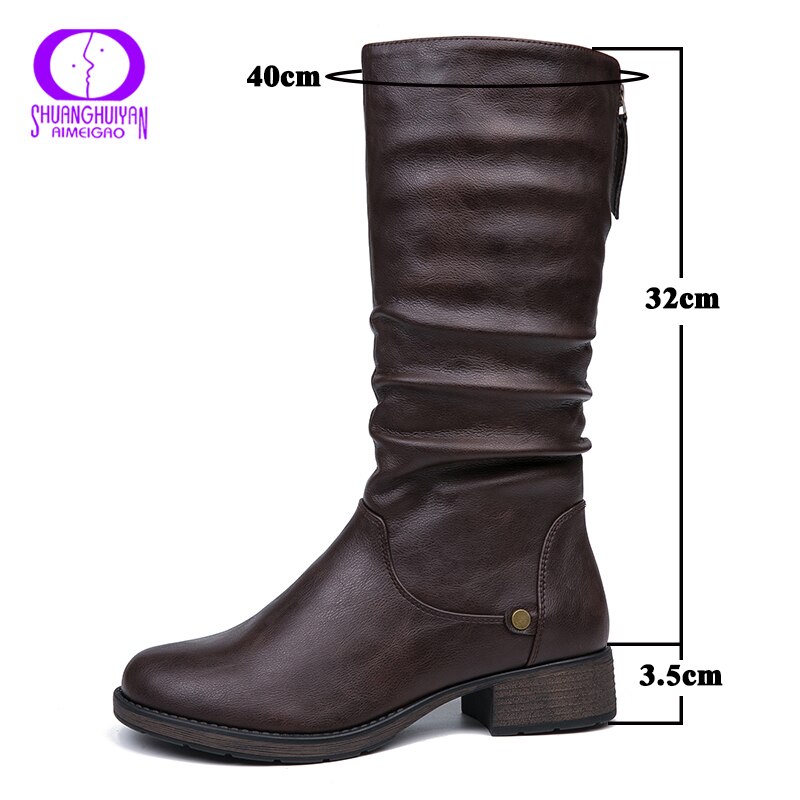 Bottes Cuir PlissÃ© AIMEIGAO Hiver Plissé Bottes Hautes Femmes