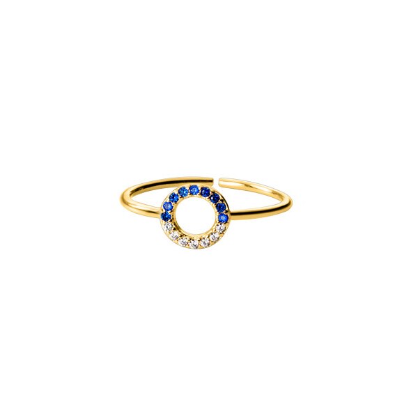 Modian Brands Water Round Square Blue Crystal Opening 925 Sterling Silver Ring for Women Korea Style 3 Style Fine Jewelry: Round Style