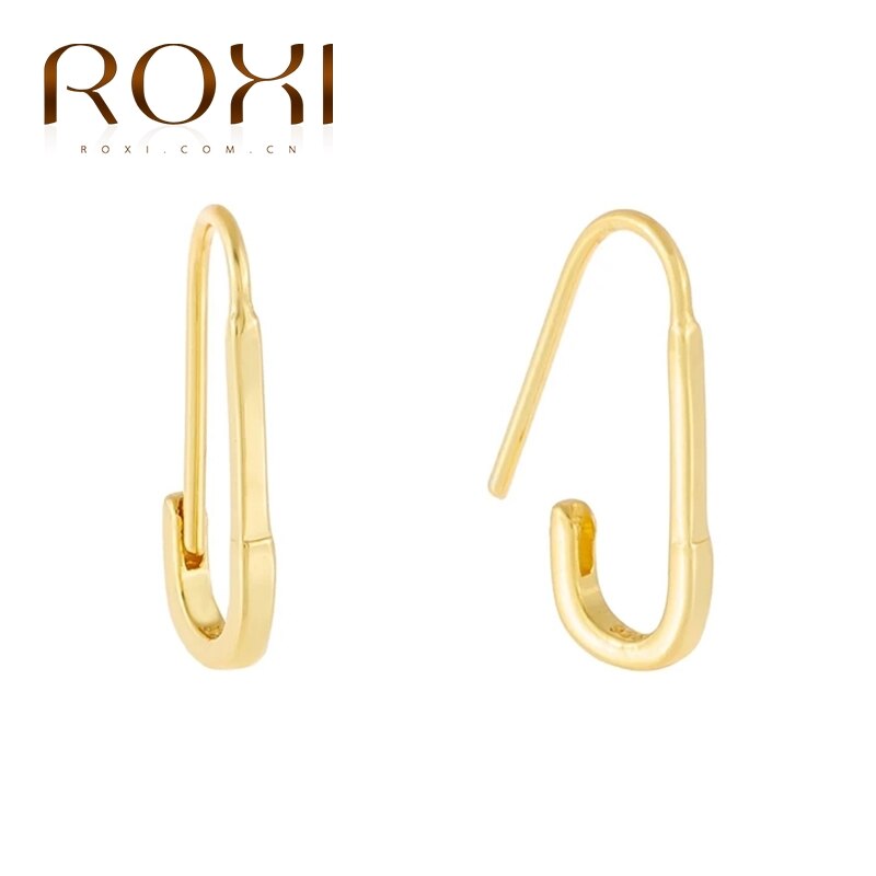 ROXI Cuore Triangolo Quadrato Luna Spille Catena Orecchie di Gatto di Cristallo Orecchini Con Perno Per le donne Ragazze Cartilagine Orecchino gioielli In Argento 925: Pin gold