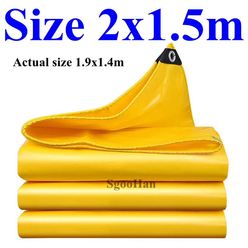 0.45mm Yellow Rainproof Cloth PVC Coated Banner Tarpaulin Oilcloth Outdoor Awning Waterproof Oxford Cloth Sunshade Sail Shelter: 2x1.5m