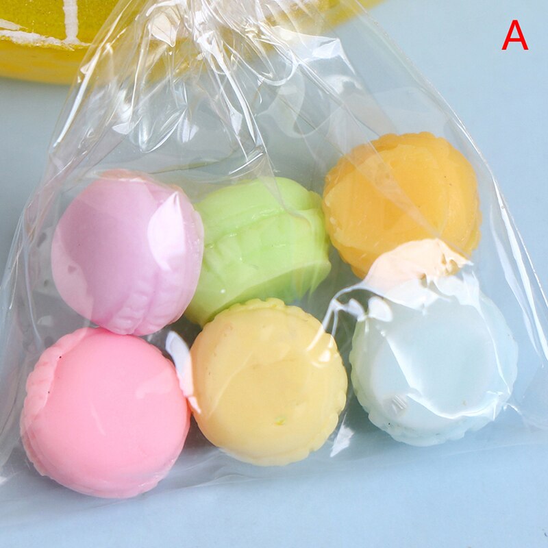 6Pcs/Bag Miniature Scene Model Doll House Mini Bread Macaron Bag Decoration: A