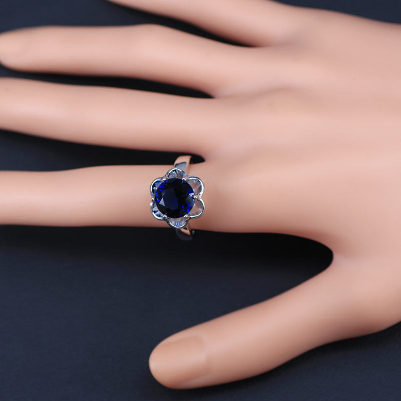 Bloemblauwe zirkoon bruids zilverkleurige sieraden sets dames hanger & ketting ring oorbellen met natuurlijke stenen sieradendoos
