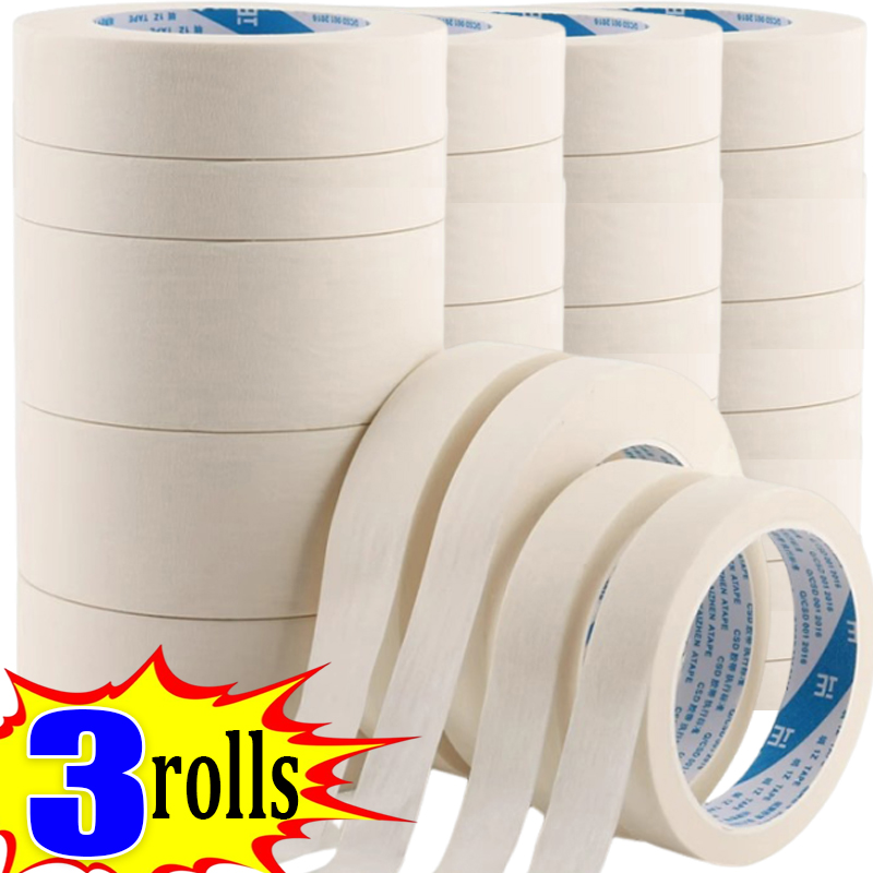 3/1 Rolls Masking Tape White Car Painting Spraying Single Side Adhesive Tape Paper DIY Oil Painting Sketch Paper Stationery