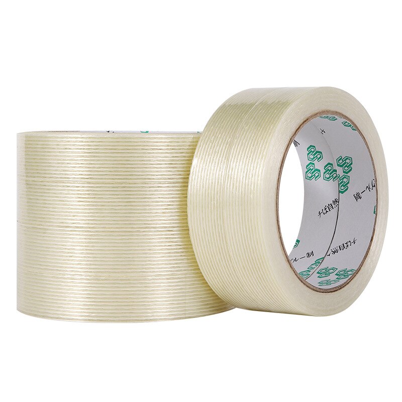 Sterke Glasvezel Tape Voor Vaste Wikkelen Kronkelende Transparant Gestreepte Single Side Adhesive Industriële Strapping Verpakking Seal
