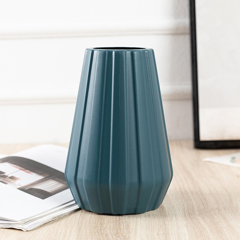Plastic Flower Vase Decoration Home White Vase Imitation Ceramic Flower Pot Flower Basket Nordic Decoration Vases for Flowers: E