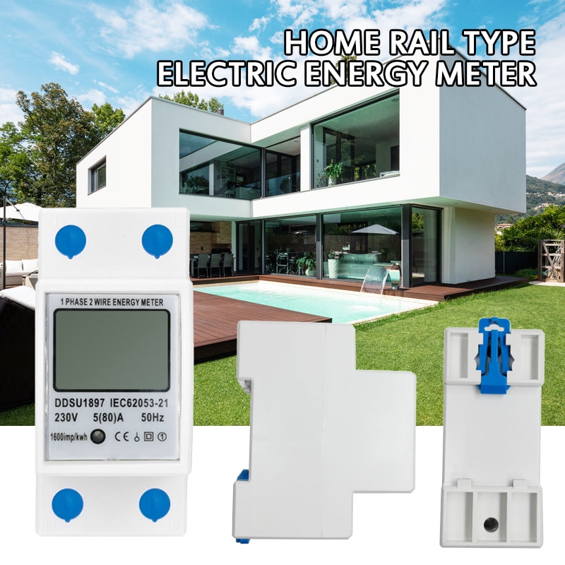 220V Electricity Power Energy Meter 1 Phase 2 Wire Energy Meter Energy Watt Meter Analyzer Electricity Monitor Energy Meter
