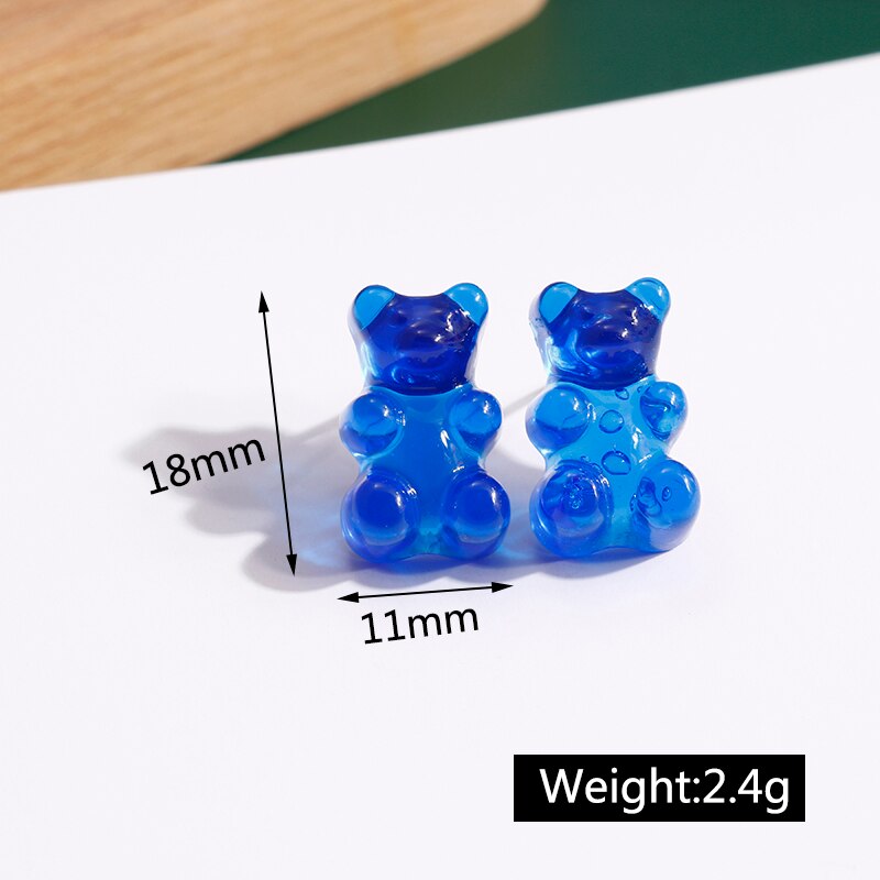 Nuovi colori caramelle Simpatici orsi gommosi Orecchini a bottone per le donne Dichiarazione di moda Orecchini pendenti con animali Regali per gioielli per feste per ragazze