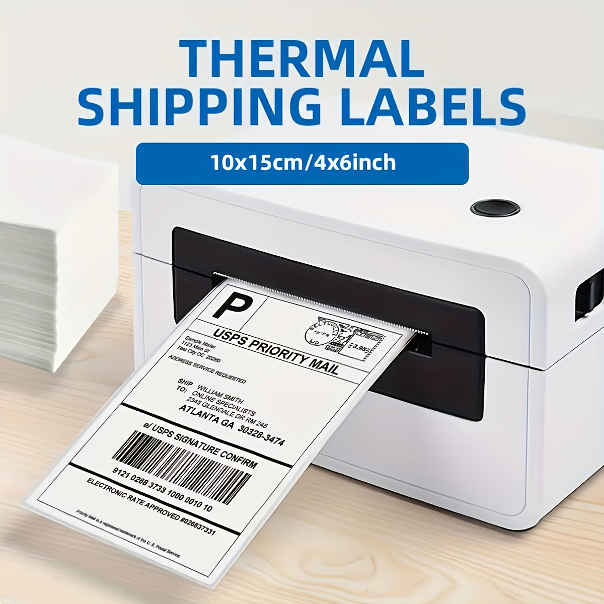 500/1000 ark  of 4 '' x6 '' termisk etiketpapir, hvide etiketter, til termiske etiketprintere, logistiketiketter 100 x 150mm