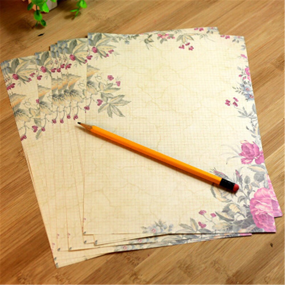 10pcs European Country Style Letter Pads Vintage Message Writing Paper Letter Set Envelope Letter Paper School Stationery: B