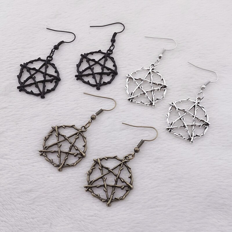 Vintage goth gothic femtakkede stjerne dangle øreringe til kvinder trendy punk 90s egirl grunge goblincore emo tilbehør