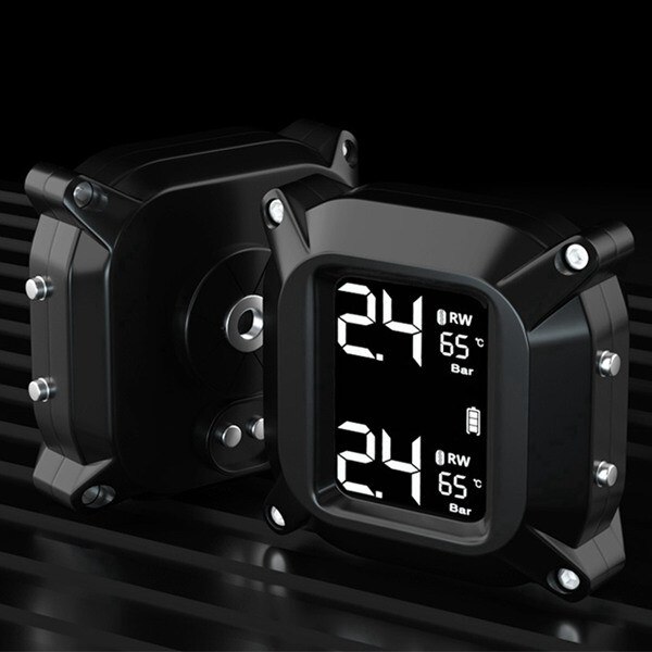 Waterproof Motorcycle Real Time Tire Pressure Monitoring System TPMS Wireless LCD Display External Sensors Moto TPMS