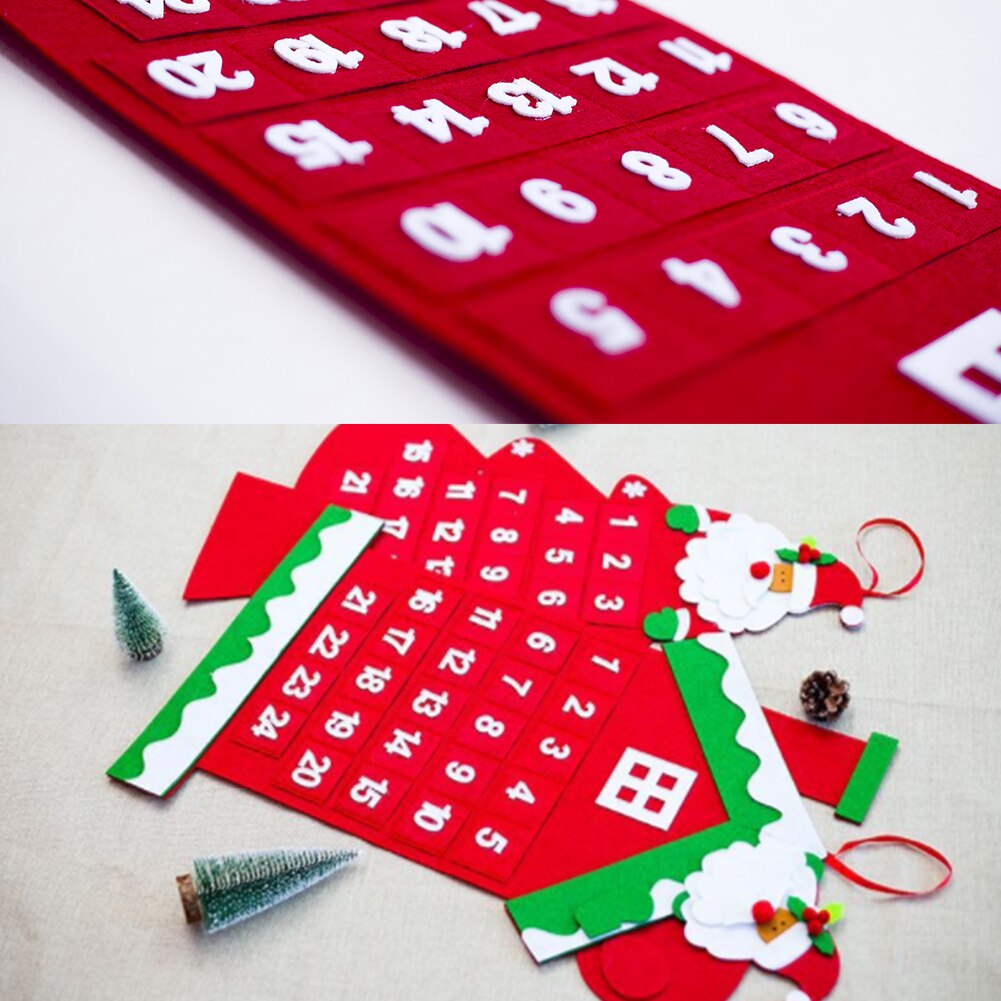 Christmas Calendar House Countdown Calendar Door Wall Hanging Ornament Pendant for Christmas Decoration