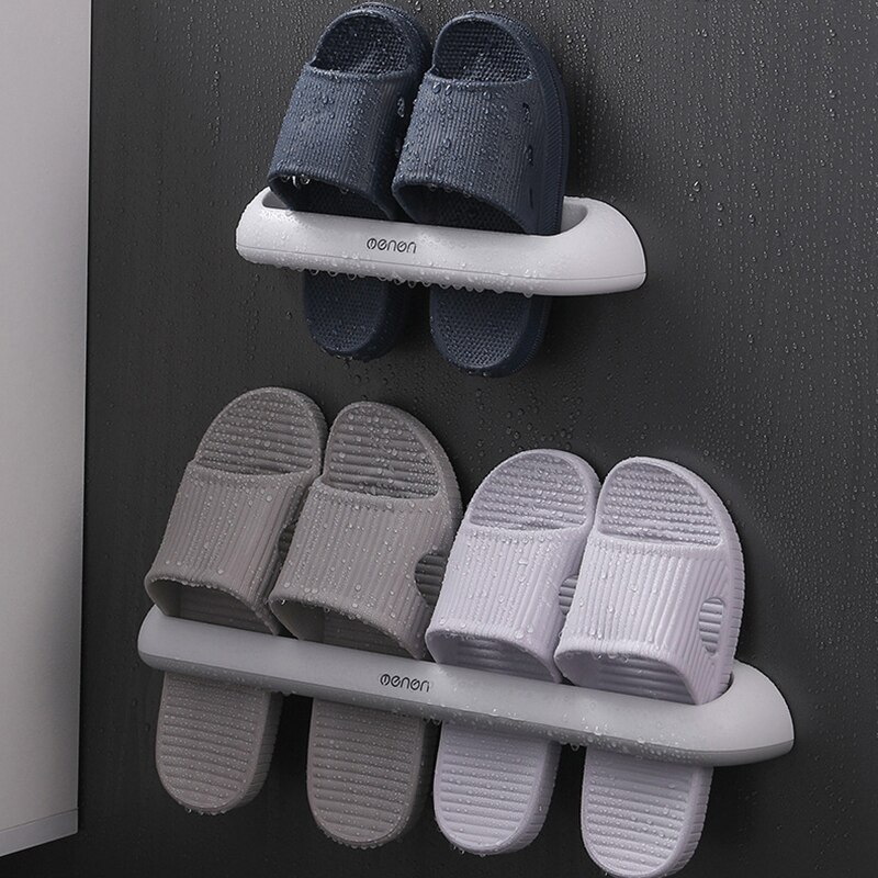 Hjemmesko væg / dør selvklæbende hylde skoholder til badeværelse / stue flip flop loafer rack vandtæt arrangør