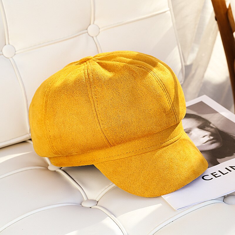 Gorro octogonal Ins para mujer, boina qiu dong han edition, joker, newsboy buds, párrafo, su marea roja, restaurando caminos antiguos: YELLOW