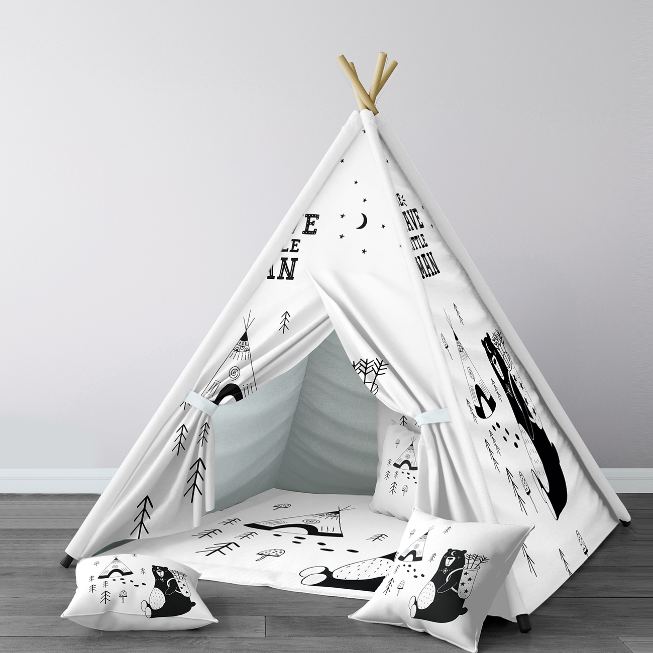 Spelen Tent Voor Kinderen Wigwam Draagbare Indoor Speeltuin Tenten Kinderen Slaapkamers Wit Brave Beer Model 175