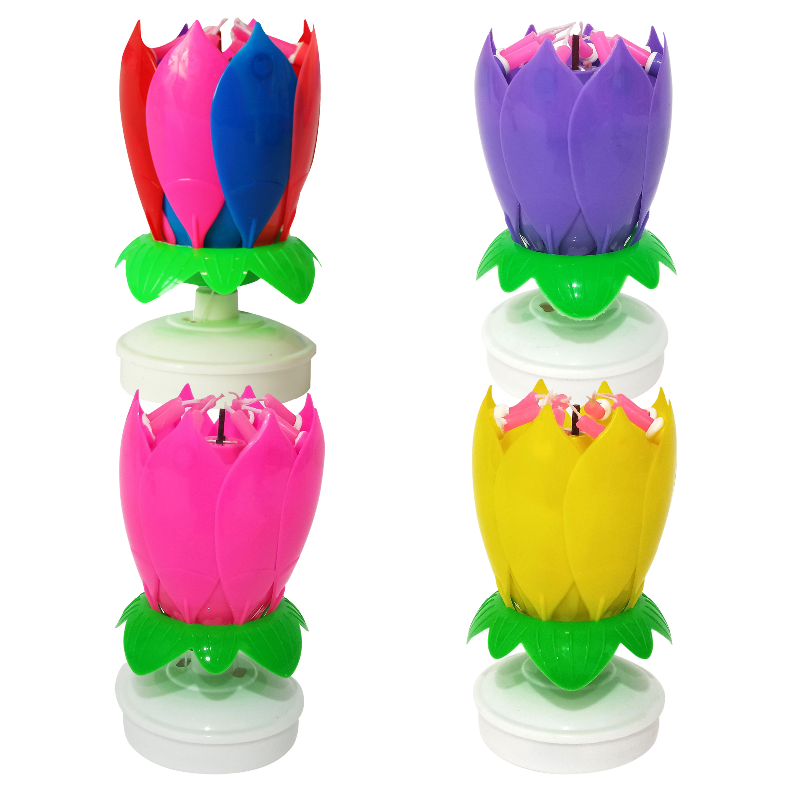 Vela Musical giratoria exquisita con forma de flor de loto, velas desechables, de de cumpleaños, pasteles para niños, decoraciones DIY,