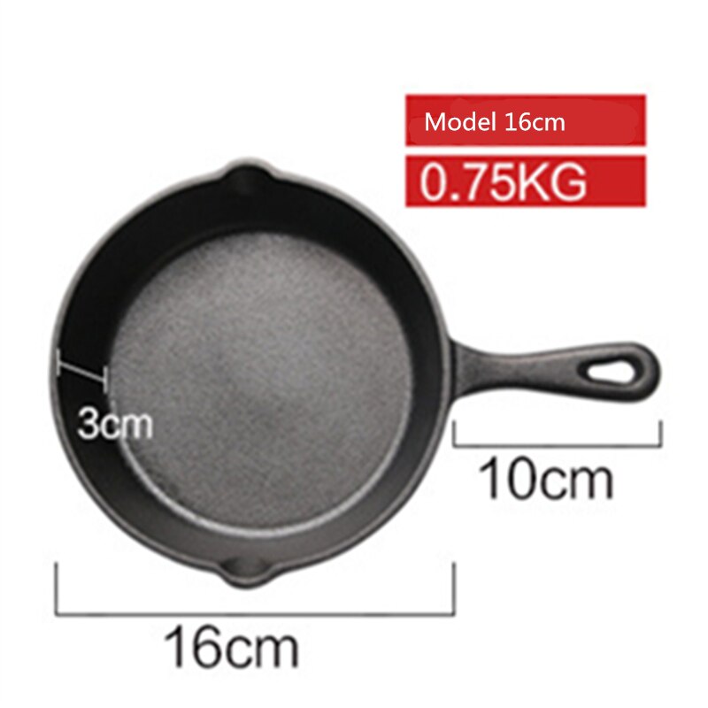 Støbejernspande lille stegepande 14 cm 16 cm 20cm pande mini ubestrøget non-stick pande