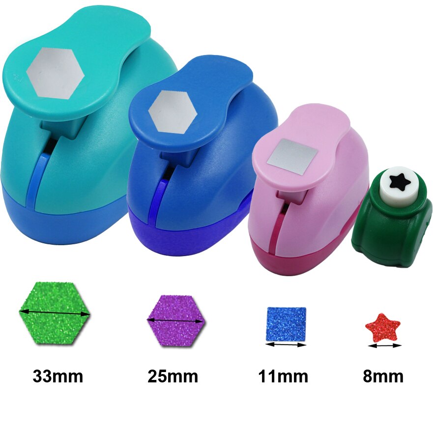 free ship hexagon punch paper cutter crafts scrapbook Embossing device kid hole punches cortador de papel S2934-8: HexagonSquareStar