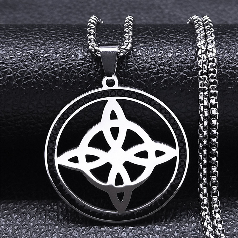 Afawa wicca hekseknude halskæde til kvinder/mænd rustfrit stål krystal hekseri amulet halskæde smykker halsbånd nudo de la bruja: Kobolt violet