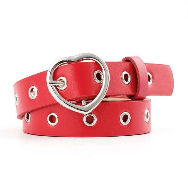 Sweetheart Buckle with Adjustable Ladies Luxury Brand Cute Heart-shaped Thin Belt Punk Belts: 10